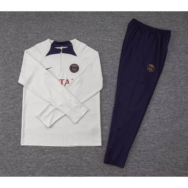 2023/2024 Psg Paris Saint-Germain Half-Pull Training Suit Off White Set