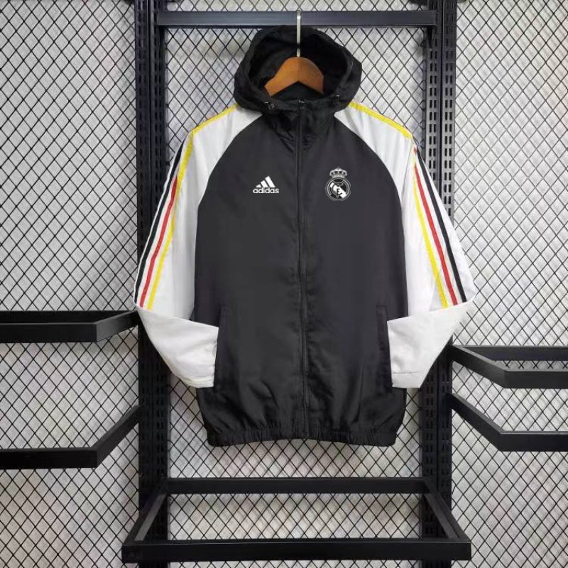 2024 Real Madrid CasuaI Windbreaker Black Color Bars