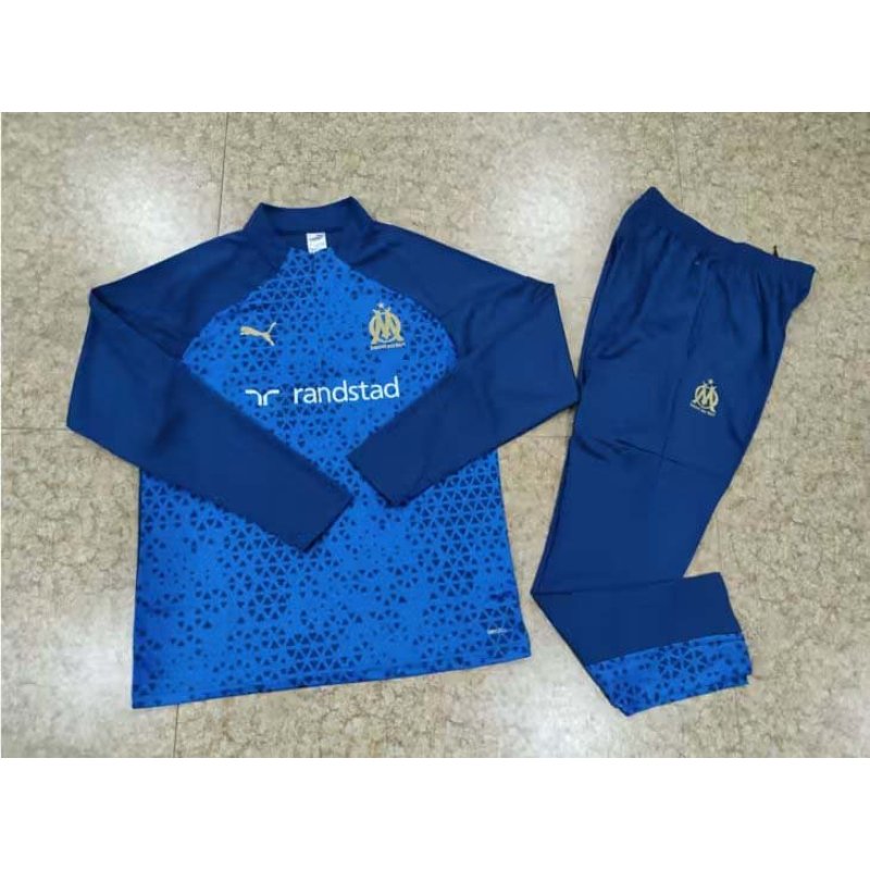 2023 Olympique de Marseille Half-Pull Training Suit Royal blue Football Jersey Set